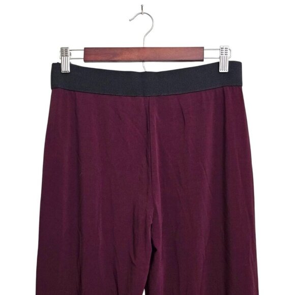 Iris Setlakwe NWT Burgundy Matte Jersey Pull On Wide Leg Pants Sz M - Picture 3 of 10